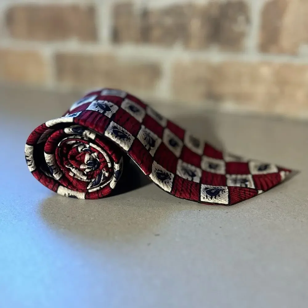 Robert talbott studio vintage red white black artistic men’s silk tie